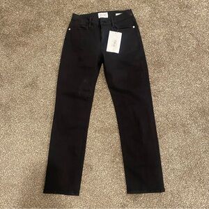 Frame Denim Le High Straight-Leg Jeans Women’s 26 Black Cropped ankle NWT $228